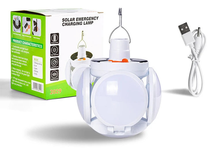 Lampe LED rechargeable, lanterne d'extérieur étanche, lampe solaire USB