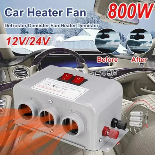 Ventilateur de chauffage de voiture 12V 24V 800W, dégivreur de pare-brise, chauffage d'air, 3 Ports pour camping-car, remorques, camions