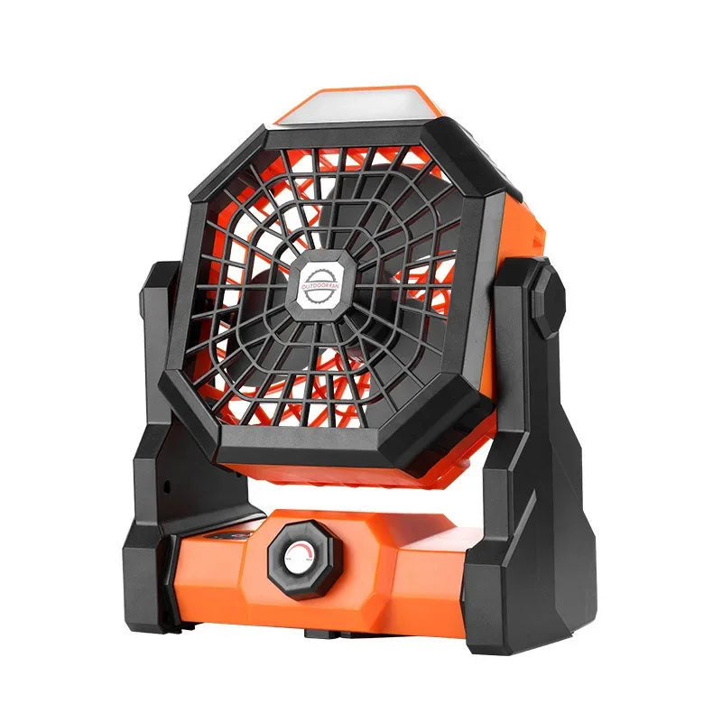 Ventilateur Portable Rechargeable de Haute Capacité avec Lumière LED et Crochet, Idéal pour le Bureau, le Camping, l'Extérieur, la Tente et la Voiture, 2024 mA, Nouveauté 7800