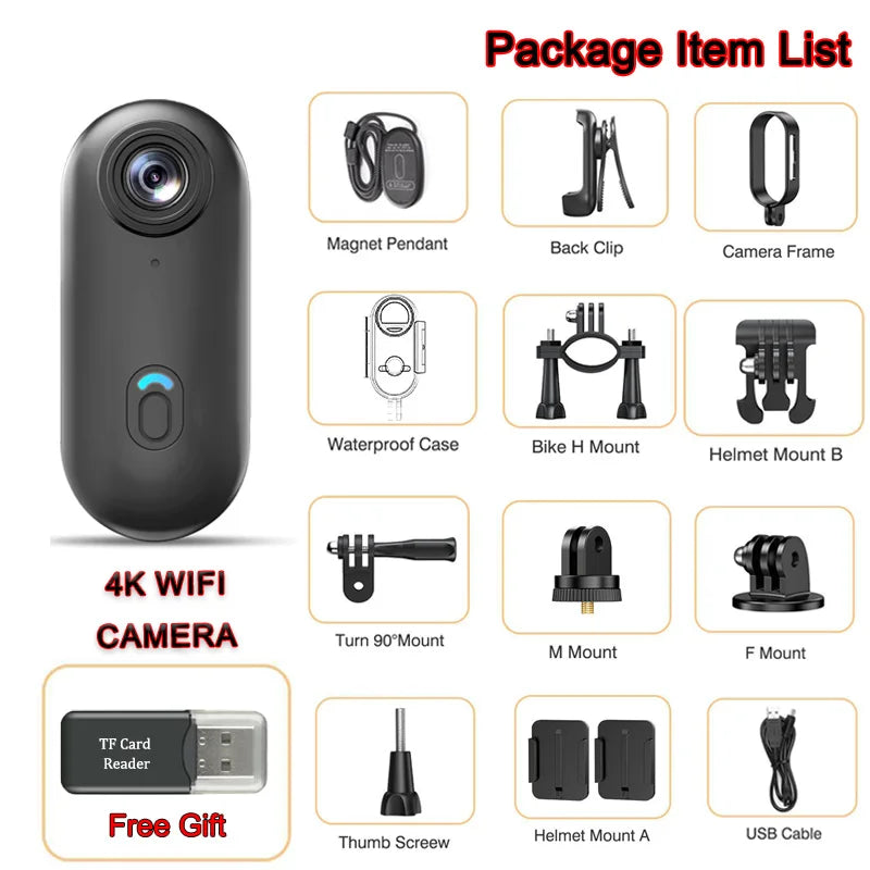 2025 magnétique 4K POV Cam petit enregistreur de sport casque support de vélo Mini caméra micro sans fil Ultra Portable DV Vlog enregistrement d'action
