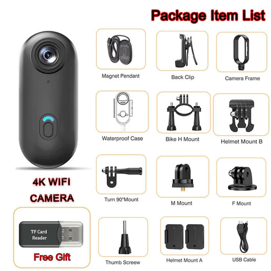 2025 magnétique 4K POV Cam petit enregistreur de sport casque support de vélo Mini caméra micro sans fil Ultra Portable DV Vlog enregistrement d'action