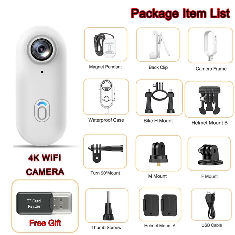 2025 magnétique 4K POV Cam petit enregistreur de sport casque support de vélo Mini caméra micro sans fil Ultra Portable DV Vlog enregistrement d'action