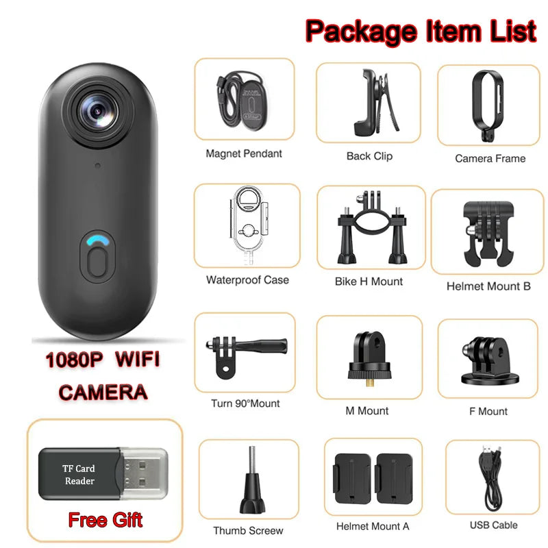 2025 magnétique 4K POV Cam petit enregistreur de sport casque support de vélo Mini caméra micro sans fil Ultra Portable DV Vlog enregistrement d'action