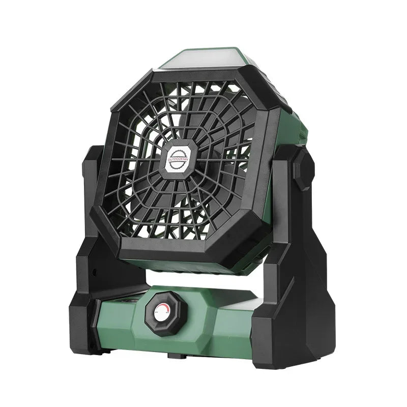 Ventilateur Portable Rechargeable de Haute Capacité avec Lumière LED et Crochet, Idéal pour le Bureau, le Camping, l'Extérieur, la Tente et la Voiture, 2024 mA, Nouveauté 7800